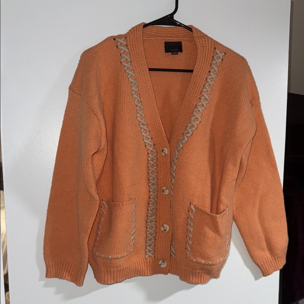 Lumiere Orange Cardigan with Gray Accents